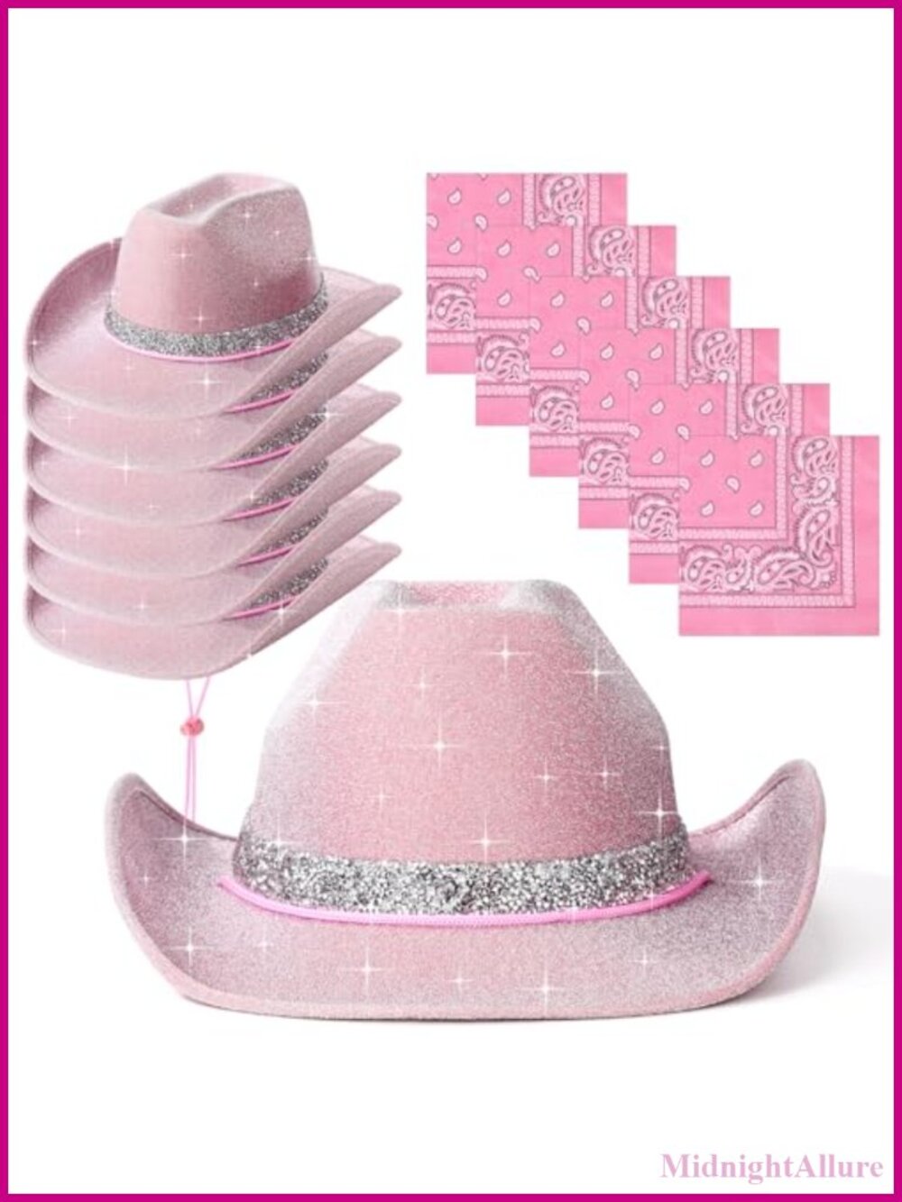 Sparkly Cowboy Hats and Bandanas Set of 12 for Western Parties